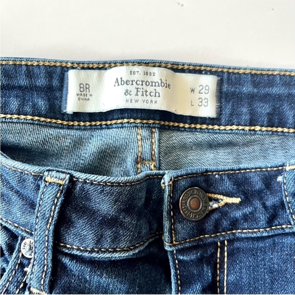 Abercrombie & Fitch Jeans Women's 8 Bootcut Dark Wash Distressed - Picture 5 of 8